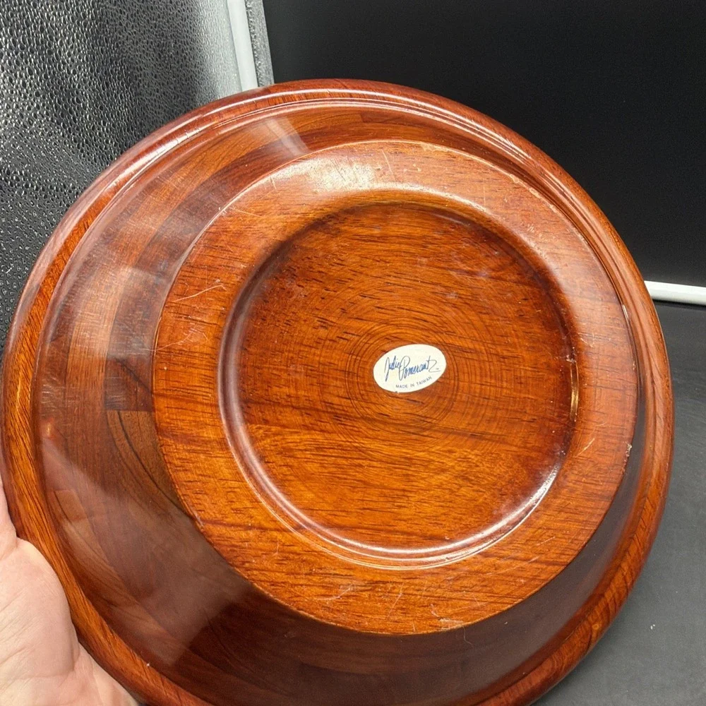 VTG Judie Pomerantz Wooden Salad Bowl Set 5 PCS  Large Bowl, 4 Salad